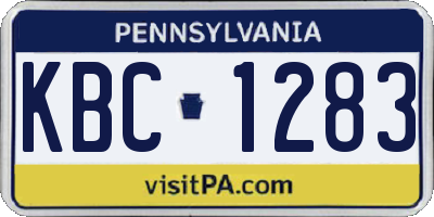 PA license plate KBC1283