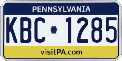 PA license plate KBC1285
