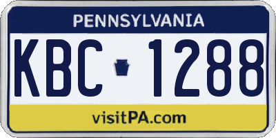 PA license plate KBC1288