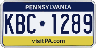 PA license plate KBC1289