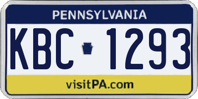 PA license plate KBC1293