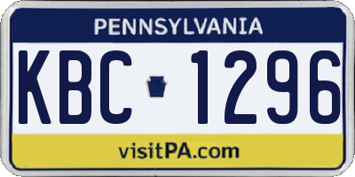 PA license plate KBC1296