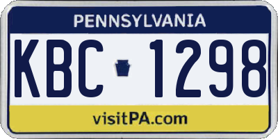 PA license plate KBC1298
