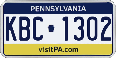PA license plate KBC1302