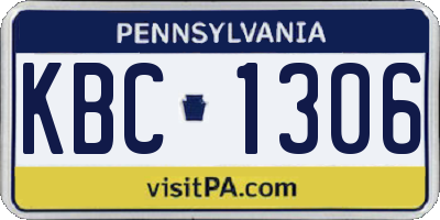 PA license plate KBC1306