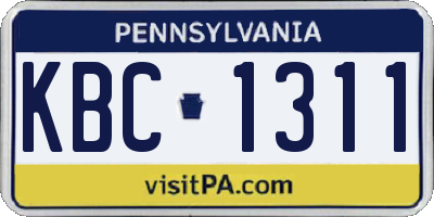 PA license plate KBC1311