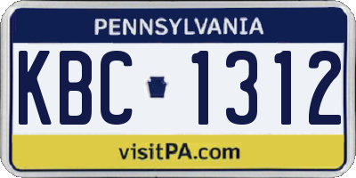 PA license plate KBC1312