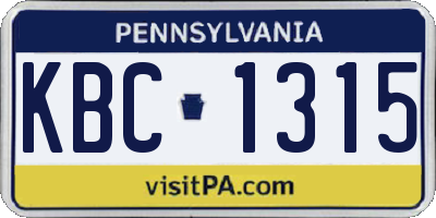 PA license plate KBC1315