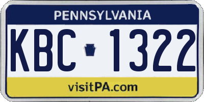 PA license plate KBC1322