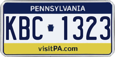 PA license plate KBC1323