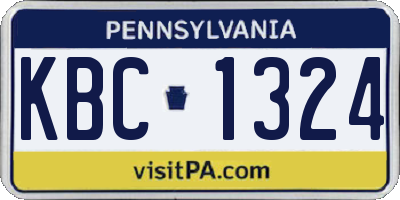 PA license plate KBC1324