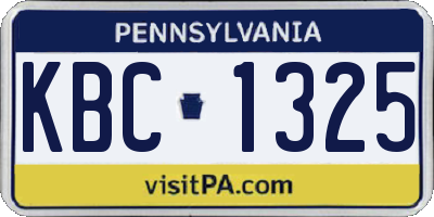 PA license plate KBC1325