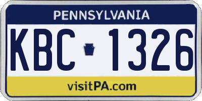 PA license plate KBC1326