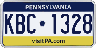 PA license plate KBC1328