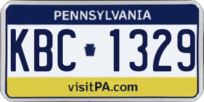 PA license plate KBC1329