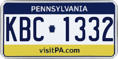 PA license plate KBC1332