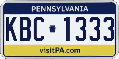 PA license plate KBC1333