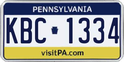 PA license plate KBC1334