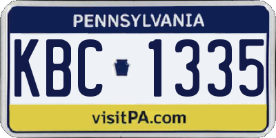 PA license plate KBC1335