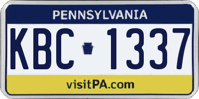 PA license plate KBC1337
