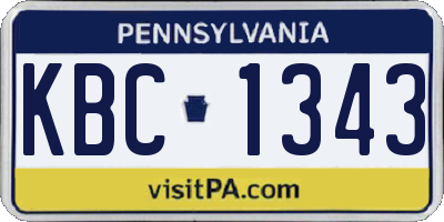 PA license plate KBC1343
