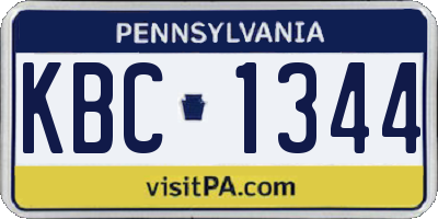 PA license plate KBC1344