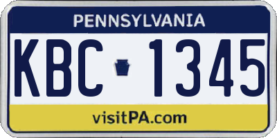 PA license plate KBC1345