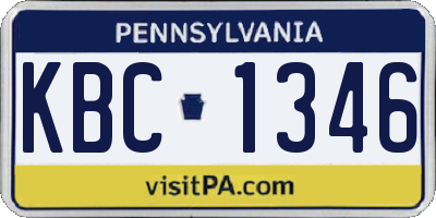 PA license plate KBC1346