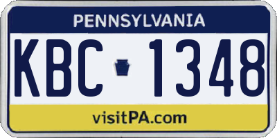 PA license plate KBC1348