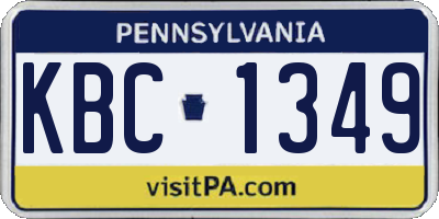 PA license plate KBC1349