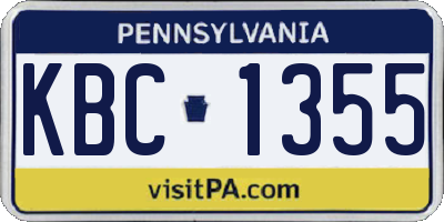 PA license plate KBC1355