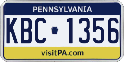 PA license plate KBC1356