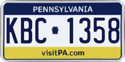 PA license plate KBC1358