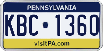 PA license plate KBC1360