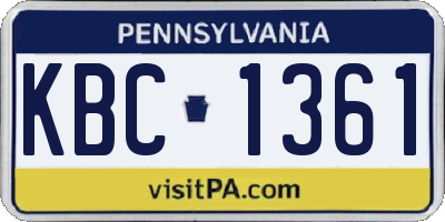 PA license plate KBC1361
