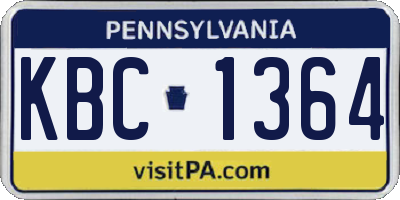 PA license plate KBC1364