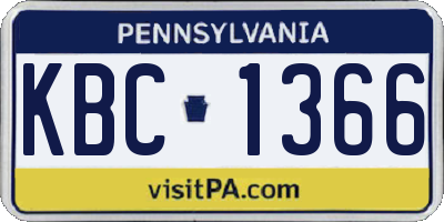 PA license plate KBC1366