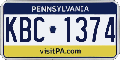 PA license plate KBC1374
