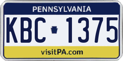 PA license plate KBC1375