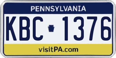 PA license plate KBC1376