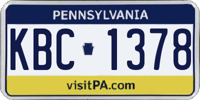 PA license plate KBC1378
