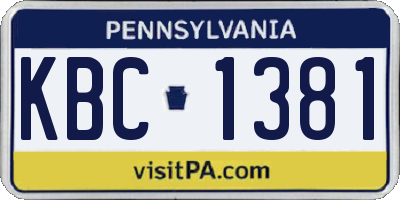 PA license plate KBC1381