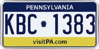 PA license plate KBC1383