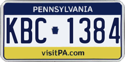 PA license plate KBC1384