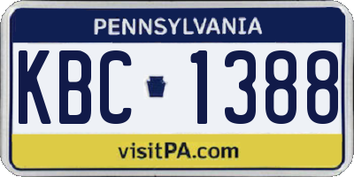 PA license plate KBC1388