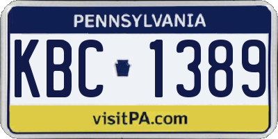 PA license plate KBC1389