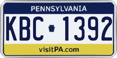PA license plate KBC1392
