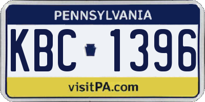 PA license plate KBC1396