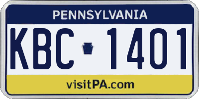 PA license plate KBC1401