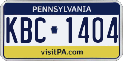 PA license plate KBC1404